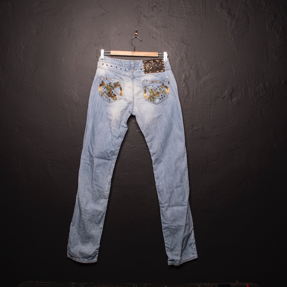Just Cavalli Light Blue Embellished Boot Cut Jeans